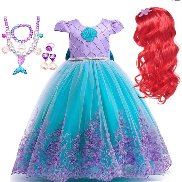 Disney-disfraz de la princesa sirena Ariel para niña, vestido bordado de lujo para carnaval, fiesta de Halloween, Vestidos para niños Fivean unisex