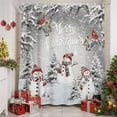 thumbnail image 6 of Merry Christmas Shower Curtain, 72" x 72", Red Hat Snowman Pine Tree Leaf Grey Snow Scene Waterproof Bathroom Curtain Washable Shower Curtain Set with 12 Hooks, 6 of 6