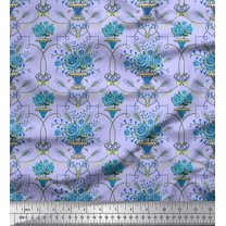 Soimoi Viscose Chiffon Fabric Pot & Artistic Flower Print Sewing Fabric Yard 42 Inch Wide