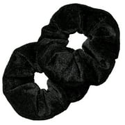 2 Black Scrunchies for Woman Kenz Laurenz Premium Velvet Hair Accessories Srunchy Ties Elastic Ouchless Scrunchie Bands