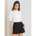 thumbnail image 4 of Pantalones Cortos De Algodón Puntada En Contraste Lazo Cinturón De Trabajo Informal Para Mujer Negro S, 4 of 6