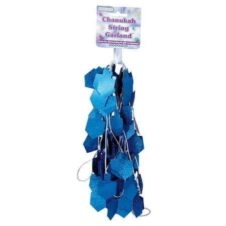 Plastic Dreidel - 9' Holographic Blue Dreidel Hanukkah String Garland