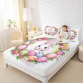 thumbnail image 3 of Erosebridal Watercolor Easter Egg Bed Sheets,Cute Cartoon Animal Rabbit Kawaii Floral King Sheets For Kids Girls 4pcs, 3 of 6