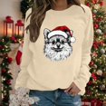 thumbnail image 2 of Tiweut Women's Sweatshirts Christmas Cozy Dogs Graphic Crewneck Pullover Long Sleeve Soft Loose Fit Holiday Pullover Blouses,B-Beige,L, 2 of 5