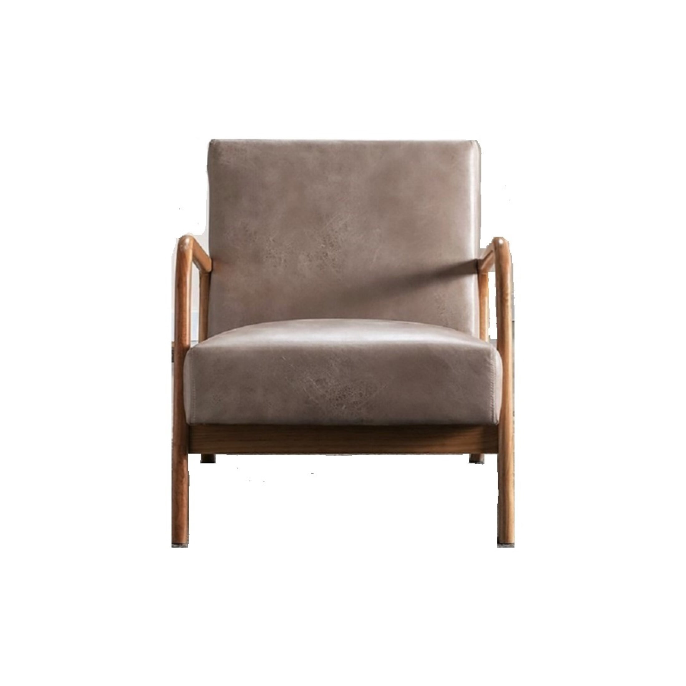 GDF Studio 32.7" Mid-Century Modern Accent Chair with Open Wood Frame, Microfiber Upholstery, Light Camel