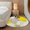 thumbnail image 3 of Yellow Large Round Rug 8 FT, Non Slip Living Room Area Carpet, Modern Geometric Grey Oil Painting Abstract Washable Soft Circle Rug Non-Shedding Floor Carpet for Bedroom Office Dining Room, 3 of 9