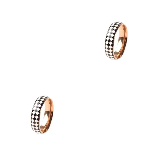 Anillo Qarigey diseño tablero de ajedrez joyería mujer Oro rosa talla 7 2piezas