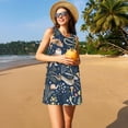 thumbnail image 3 of Easygdp Retro Forest Animals para Vestido Transpirable de Mujer, Vestido Suelto de Manga Corta con Pliegues y Bolsillos para el Verano, 3 of 7