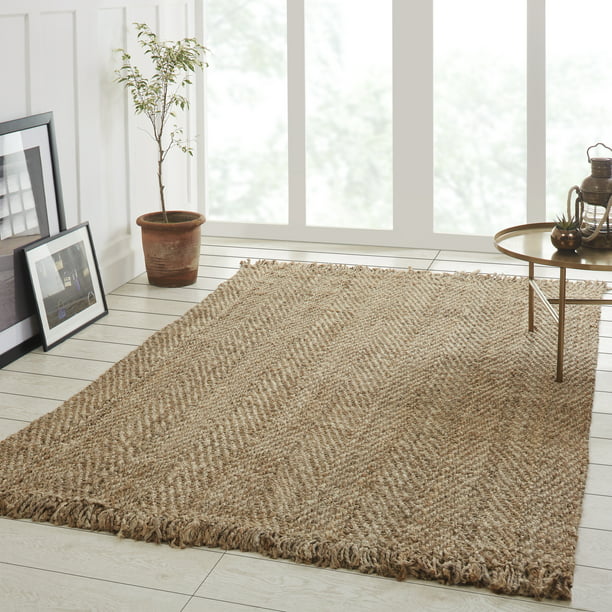 Impressions Aden Braided Jute With, 8 X 10 Jute Rug