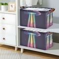 thumbnail image 2 of Yayeee Foldable Storage Basket for Shelves with Handles Waterproof Cloth Bins, Purple UFO, 2 of 7