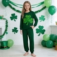 thumbnail image 1 of Conjuntos de blusa y camisa de manga larga con cuello redondo. Conjunto de camisa y pantalón de manga larga con estampado del Día de San Patricio para niños y niñas. Top y pantalón para niña., 1 of 9