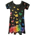 thumbnail image 4 of Renewold Colorful Butterfly Princess Dresses for Girls 9-10 Years Old Summer Beach Dresses Novelty Short Sleeve Midi Dress Personalized One-Shoulder Dress, 4 of 5