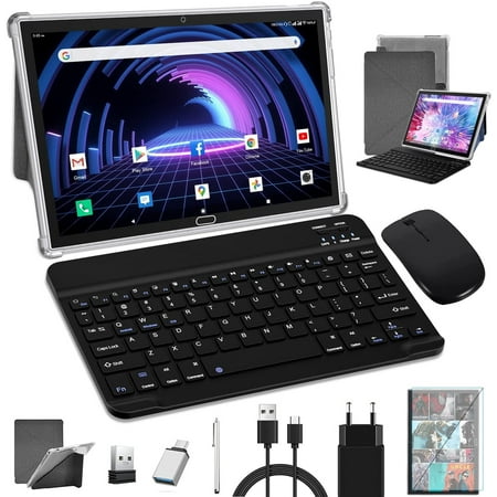 Tablet 10 Inch Tablet,Zonko Tablet 2 in 1 Android Tablet with Keyboard Wireless Mouse Stylus,4G Cellular Tablet, Android 11 Octa-Core, 4GB RAM 64GB ROM,HD Display,Dual SIM Card Slot,2023 Latest Tablet