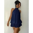 thumbnail image 5 of Women'S Halter Backless Bodycon Mini Dress Fashion Casual Summer Party Dress Dark Blue S, 5 of 10