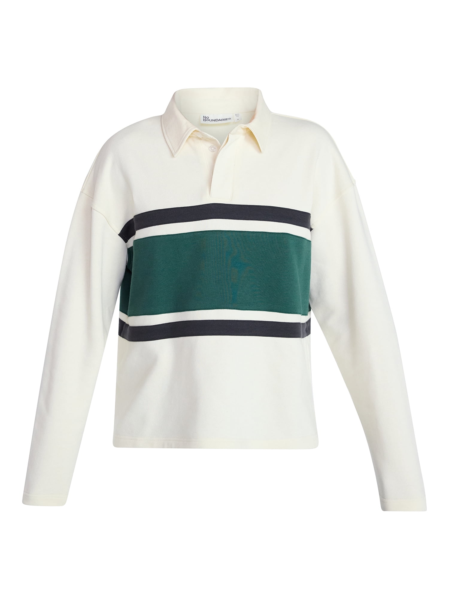 No Boundaries Rugby Fleece Polo Shirt with Long Sleeves, Men's XS-5XL