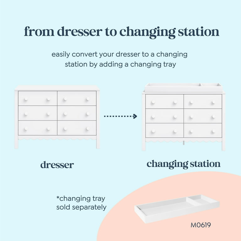 daVinci Sammy Scallop 6-Drawer Dresser in White - Walmart.com