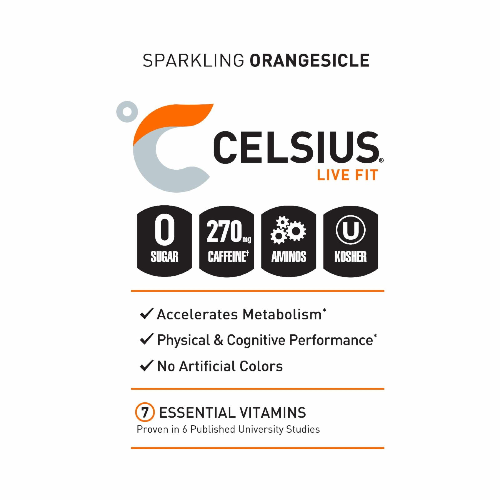 CELSIUS ESSENTIALS, Sparkling Orangesicle, Performance Energy Drink 16 fl oz Single Can