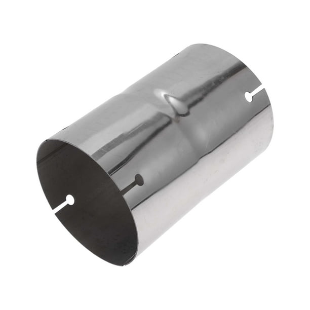 Tubo recto de escape para automóvil T304, tubo recto de 6 pulgadas con cabeza plana doble y superficie pulida de ranura media en tono plateado