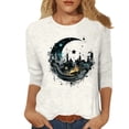 thumbnail image 1 of TSADFHJI Hauts de Noël Grande Taille Hauts à Manches 3/4 pour Femmes 2024 Mode Grande Taille F Chemises Formelles Décontractées T-Shirts Graphiques Col Rond S, 1 of 5