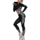 thumbnail image 2 of Chándal de entrenamiento para mujer Conjunto de 2 piezas Leggings de cintura alta y Top corto de manga larga Ropa deportiva de yoga con cremallera frontal Adepaton LRWJ007-4, 2 of 6