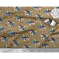thumbnail image 3 of Soimoi Brown Polyester Crepe Fabric Leaves,Floral & American Robin Bird Printed Craft Fabric by The Yard 52 Inch Wide, 3 of 3