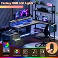 thumbnail image 2 of GUNAITO 71 inch Computer Desk with LED Lights & Power Outlet Office Desk with Fabric Drawer Gaming Desk with Monitor Stand Large Corner Desk with Double-layer Storage Shelf,Grey Oak, 2 of 8