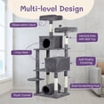 thumbnail image 5 of Pefilos 65" Cat Tree Tower for Indoor Cats, Cat House with Padded Platform Bed, Toy Balls, 2 Cozy Condo, Cat Play Tunnel and Sisal Scratching Posts, Gray, 5 of 11