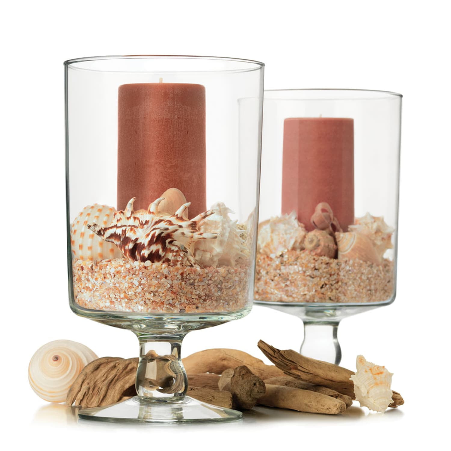 Libbey Harbor Pillar Glass Pedestal Vases, 11Inch, Set Of 2