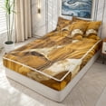 thumbnail image 2 of Erosebridal Gold Marbling Ombre Zipper Full Size Comforter Sets with Fitted Sheet and 2 Pillowcases for Women Men, Abstract Marble Print Zipper Bedding Set, Reversible, 4pcs, 2 of 6