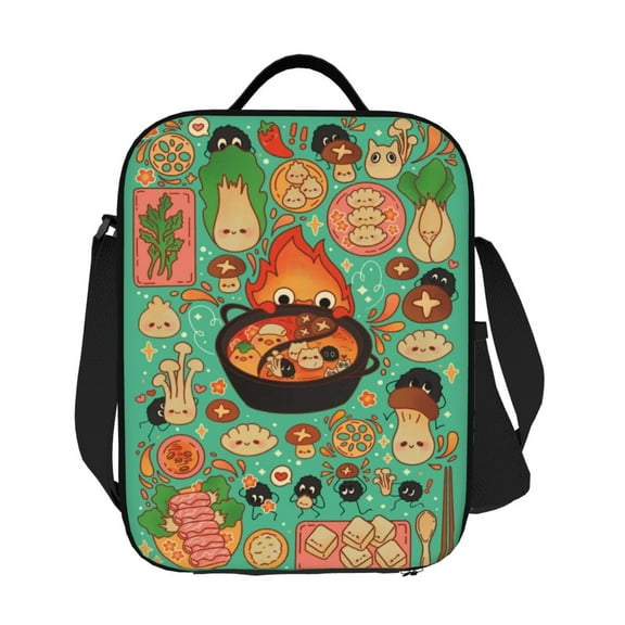 Howls Moving Castle Fire Lunch Box Insulated Lunch Bag Cute Lunch Box Suitable For Adult Work Office