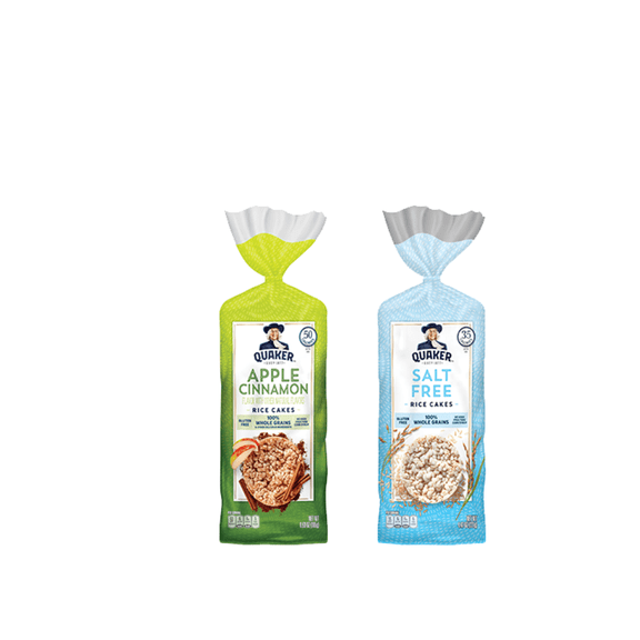 Quaker Rice Cakes Variety Bundle - Pack Of  2  Flavors,APPLE CINAMON,SALT FREE RICE CAKE ..