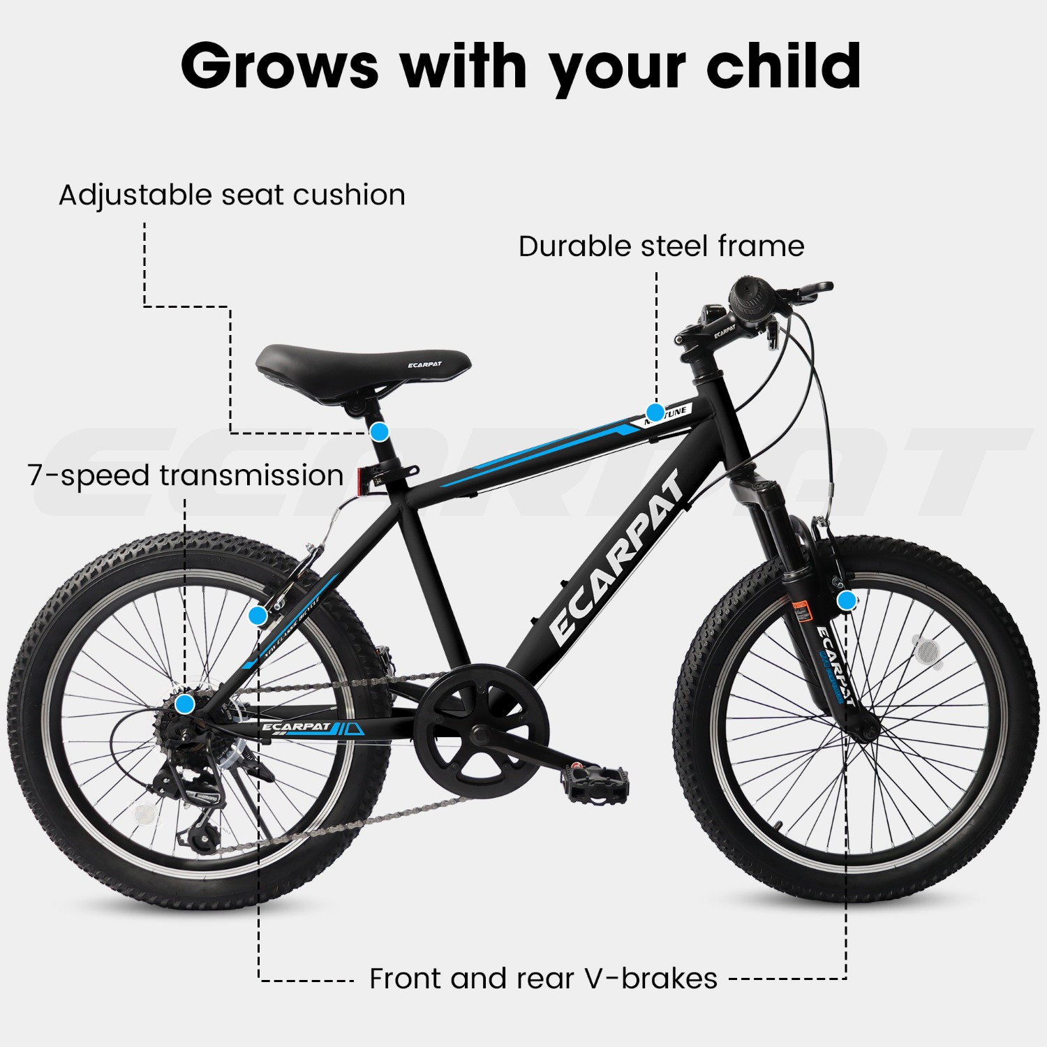 Kids Bike 20 Inch Wheels, 4" Wide Fat Tire Snow Mountain Bike Ages 8-12 Year Old, Steel Frame, 7 Speed Teenager Children Kids' Bicycles