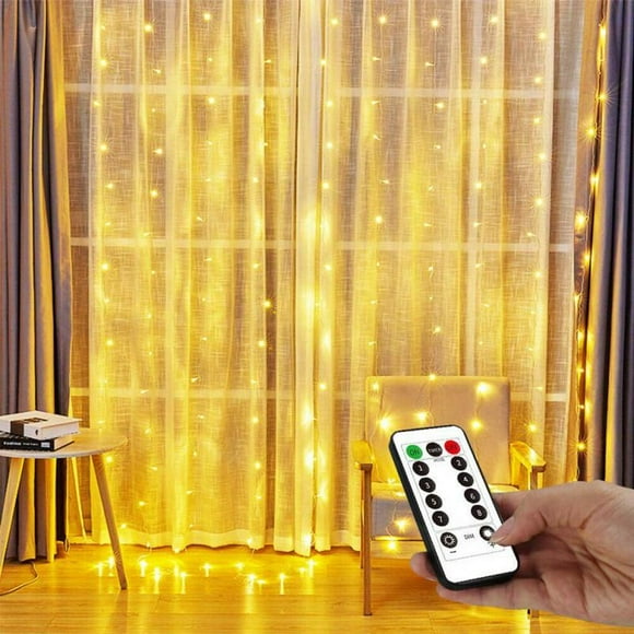 Curtain Lights Fairy String Twinkle Lights, 8 Lighting Modes Remote Dimmable Warm White Light for Bedroom Christmas Wedding Party Home Garden Outdoor Indoor Wall Decorations