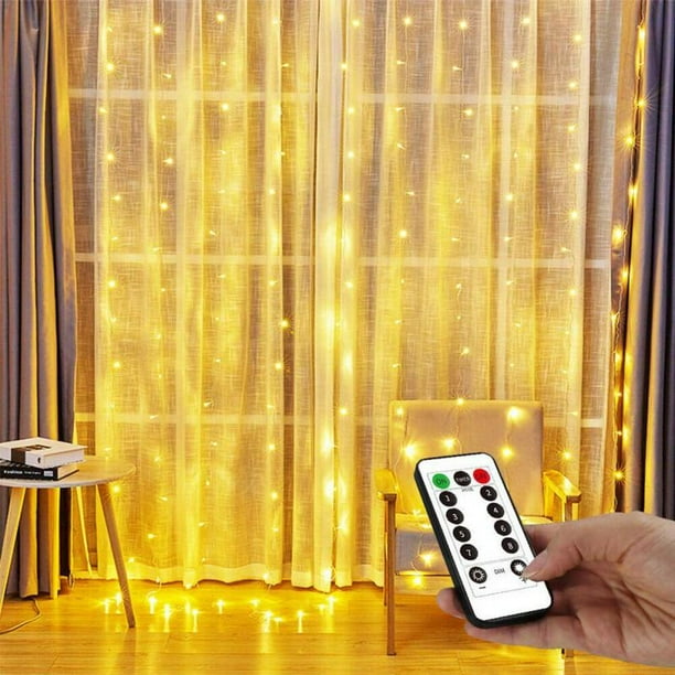 Christmas LED Curtain Lights 9.8Ftx9.8Ft, Led Fairy Lights Battery