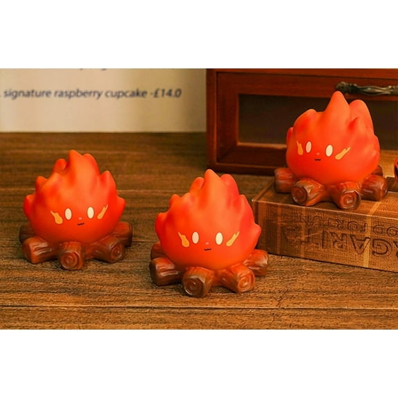 3 pieces Unomor Flame Lamp Fake Campfire Led Campfire Light Decorative Fire Led Light Fake Fire Lamp Kids Flame Toy Resin Christmas Battery Party Supplies