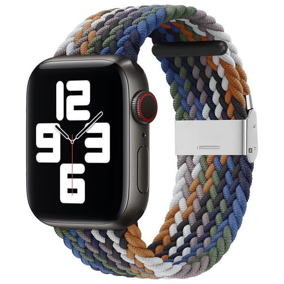 Compatible with Apple Watch Bands 38mm 40mm 41mm , Stretchable Braided Solo Loop Elastics Women Men Replacement Sport Wristband, with Stainless steel Buckles Colorful