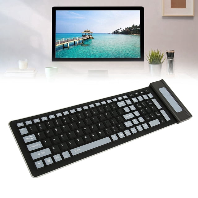 Foldable Silicone Keyboard Flexible Keyboard Roll Up Keyboard USB Wired Soft Waterproof Computer Keyboard 103 Keys For PC Laptop Notebook