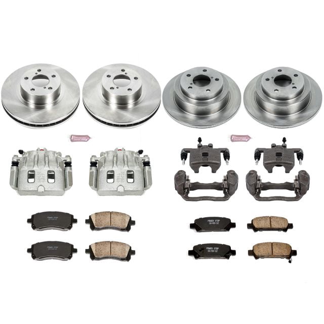 PowerStop Front and Rear Stock Replacement Brake Pad and Rotor Kit with Calipers Fits: SUBARU Select Models KCOE1122