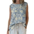 thumbnail image 2 of Blue Women's Tanks, Vintage Floral Print Vest For Women Timeless,Women's Tanks & Camis L, 2 of 4