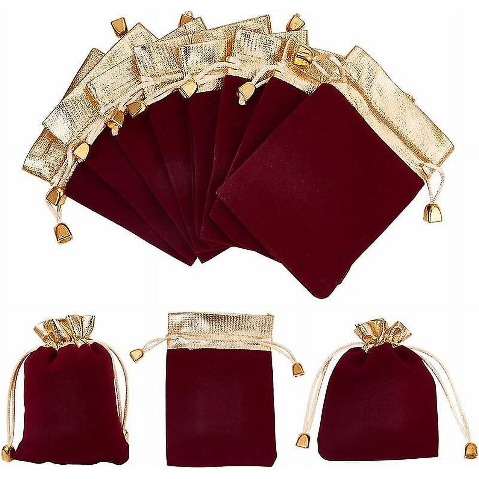 20 Pack 9 12cm Dark Red Velvet Gift Pouches with Drawstring for Jewelry Candy Festivals Gifts Walmart
