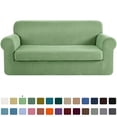 thumbnail image 1 of CHUN YI Stretch 2-Piece Checks Sofa Cover with Cushion Cover Slipcover, 1 of 6