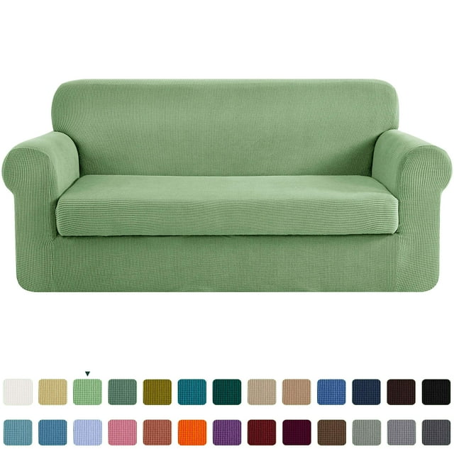 CHUN YI Stretch 2-Piece Checks Sofa Cover with Cushion Cover Slipcover