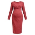 thumbnail image 6 of Taqqpue Women's Maternity Dress Plus Size Maxi Dress Fall Long Sleeve Ruched Pregnancy Clothes for Women, 6 of 8