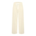 thumbnail image 4 of JGNGSHN Pajama for Men Drawstring Wide Leg Lounge Solid Color Pants Pjs Bottoms with Pocket Button Fly Button Casual Elastic Waist Sleep Pant, 4 of 7