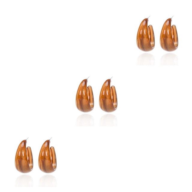 Jumpingount 1 par de pendientes acrílicos en forma de C, tachuelas de estilo Retro, colgante de aro elegante, joyería exagerada, pendiente de decoración Type1 NO1 Jumpingount CBP234359