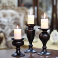 thumbnail image 4 of Black Pillar Candle Holder,Metal Vintage Candle Holders for Pillar Candle Candlestick Holders Stand,Table Decorations Centerpiece for Living Room,Gifts,Wedding,4.7x3.5inch, 4 of 5