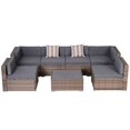 thumbnail image 1 of 7-Piece Outdoor Patio Furniture Set - Grey Wicker Sectional Sofa with Cushions & Coffee Table for Living Room, Deck & Garden - PE Rattan Design, 1 of 7