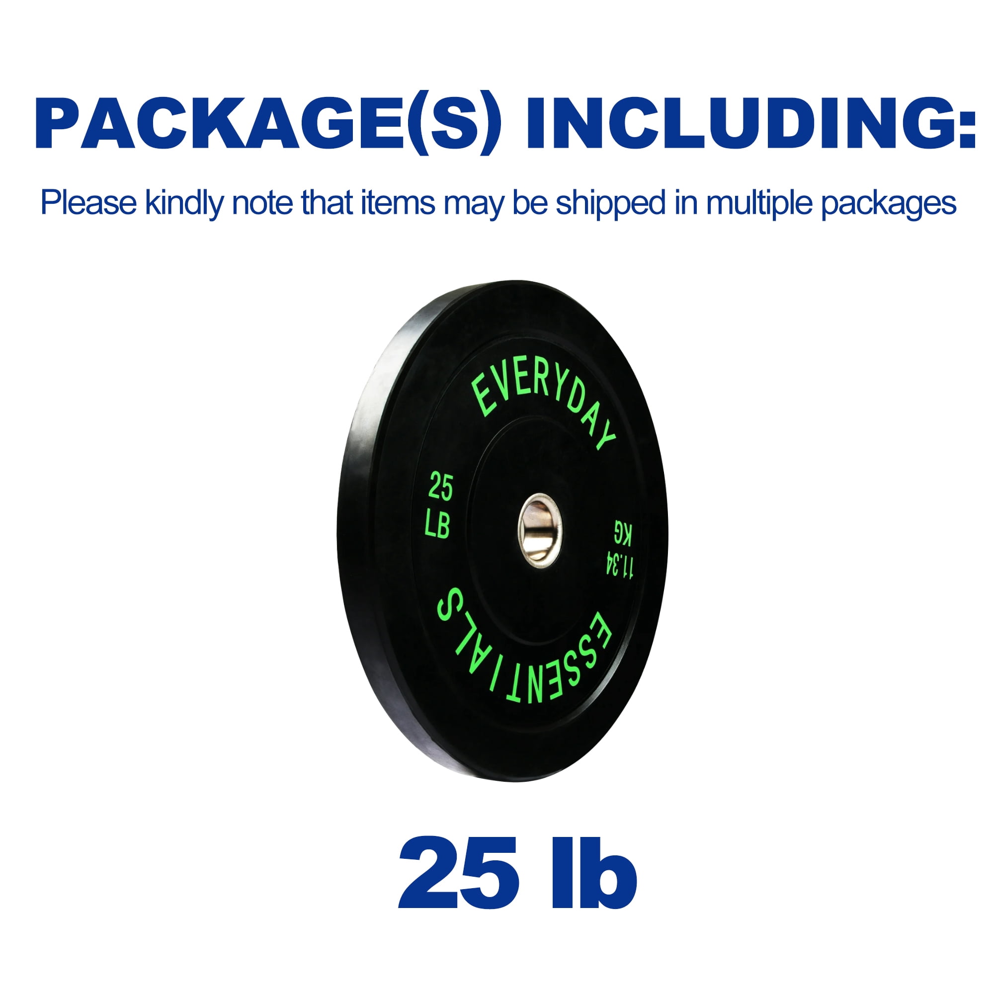 BalanceFrom Olympic Bumper Plate Weight Plate with Steel Hub, Black, 25 lbs, Single