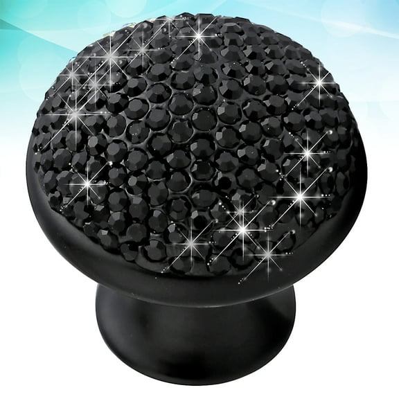 COSMOBETTY 1Pack Door Knobs in Black with Rhinestone for Cabinet and Drawer Handles