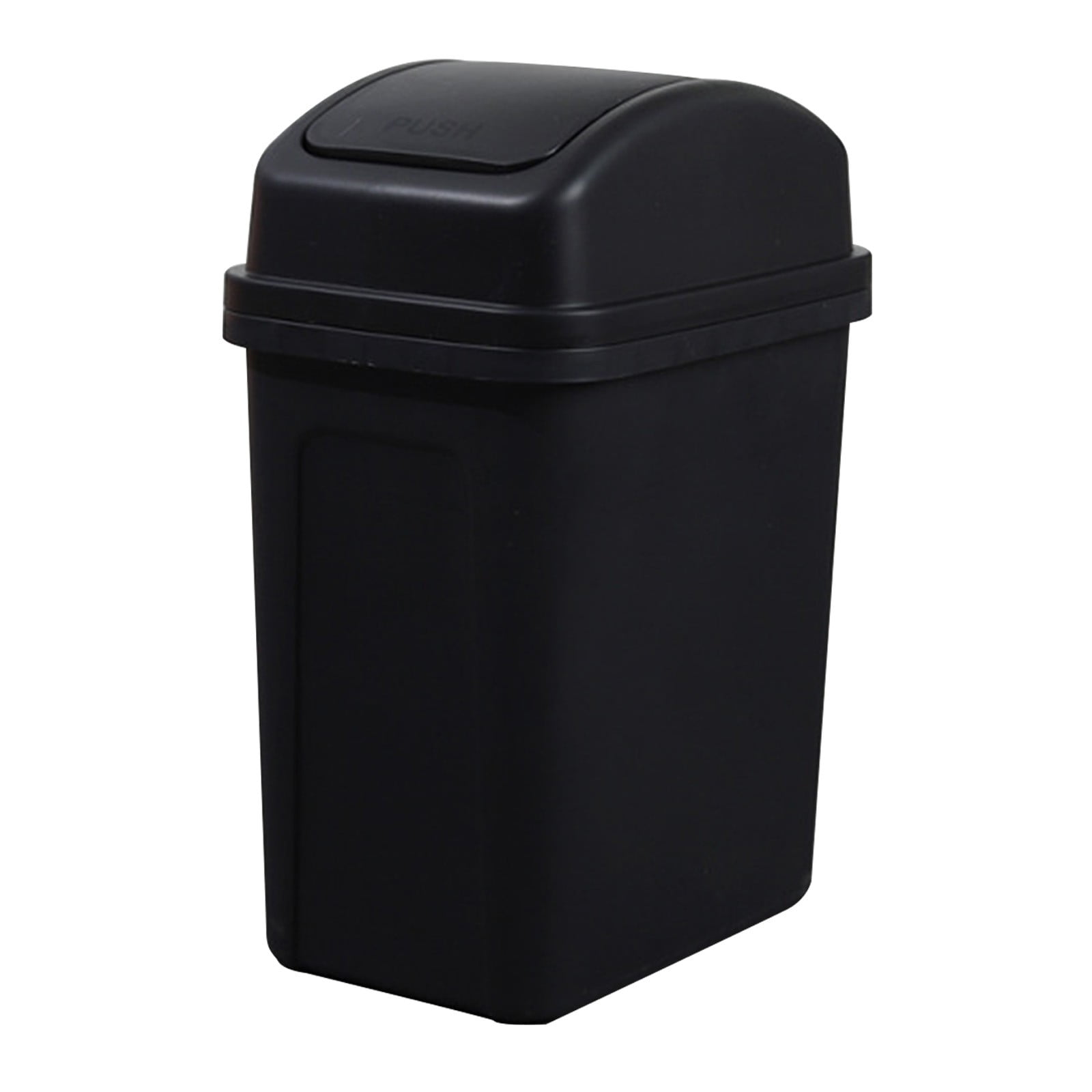 7.4 Gallon Plastic Trash Can with Swing Lid, Dog-Proof Waste Basket for Bathroom, Kitchen, Office, 12.6x8.3x16.9 Inch, Pet-Proof Garbage Bin, Black, By VINOIC